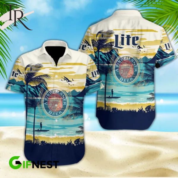 Beer Lite A Fine Pilsner Hawaiian Design Short Sleeve Shirt