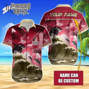 Custom Name MLB Arizona Diamondbacks Special Hawaiian Design Button Shirt