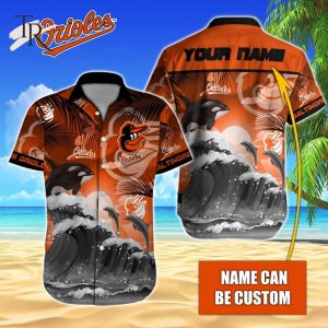 Custom Name MLB Baltimore Orioles Special Hawaiian Design Button Shirt