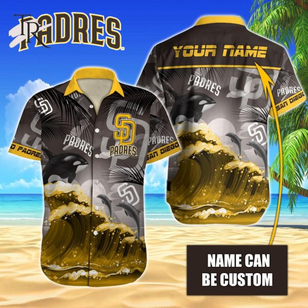 Custom Name MLB San Diego Padres Special Hawaiian Design Button Shirt