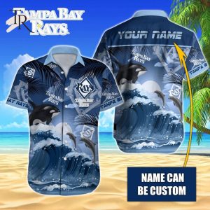 Custom Name MLB Tampa Bay Rays Special Hawaiian Design Button Shirt