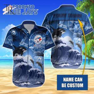 Custom Name MLB Toronto Blue Jays Special Hawaiian Design Button Shirt