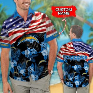 Custom Name NFL Los Angeles Chargers Hawaiian Shirt And Short