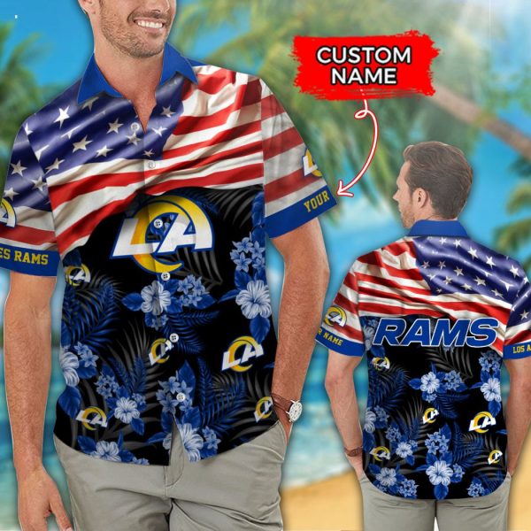 Custom Name NFL Los Angeles Rams Hawaiian Shirt And Short