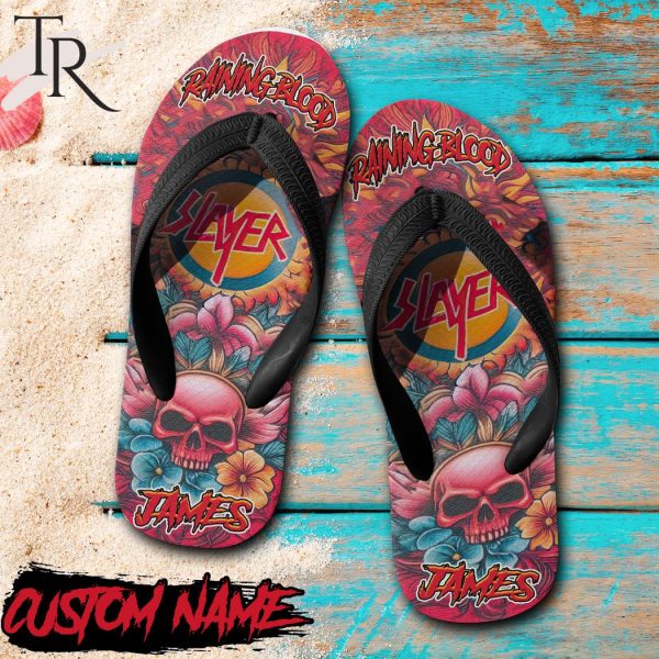 Custom Name Slayer Raining Blood Flip Flop