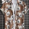 Floral Brown Pattern Hawaiian Shirt for Men