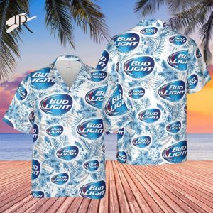 Funny Beer Party Bud Light Blue Aloha Button Shirt