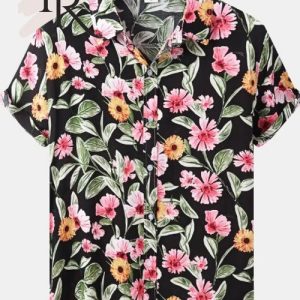 Hawaiian Men’s Floral Beach Summer Short Sleeve