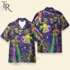 Jester Mardi Gras With Skull Wearing Glasses Masquerade Mask Hawaiian Shirt