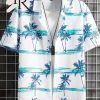 Men’s Green Beach Hawaiian Shirt For Summer Vacation Resort