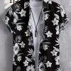 Men’s Short Sleeve Casual Hawaiian Shirt With Trendy Flower