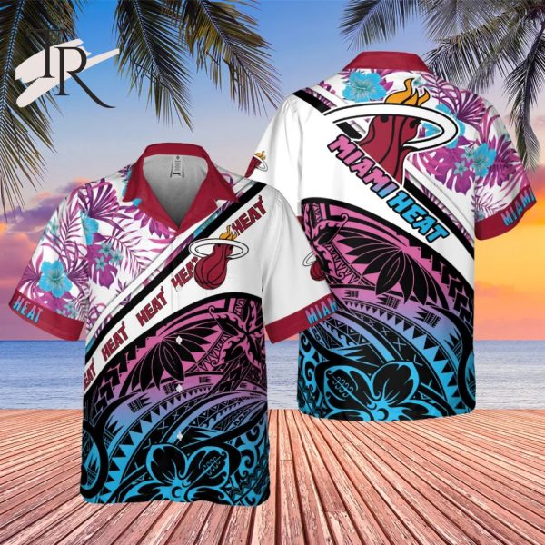 Miami Heat Polynesian Pattern National National Basketball Association 2023 AOP Hawaiian Shirt