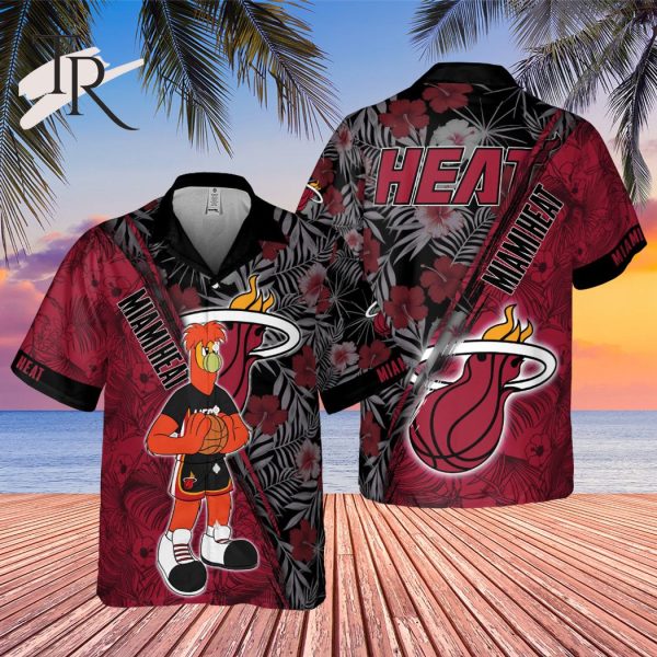 NBA Miami Heat Red Hibiscus Flower Pattern Print Hawaiian Shirt