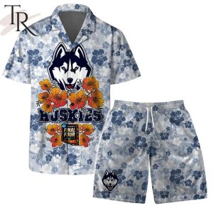 NCAA Final Four Uconn Huskies Logo Team And Pattern Hawaiian Set