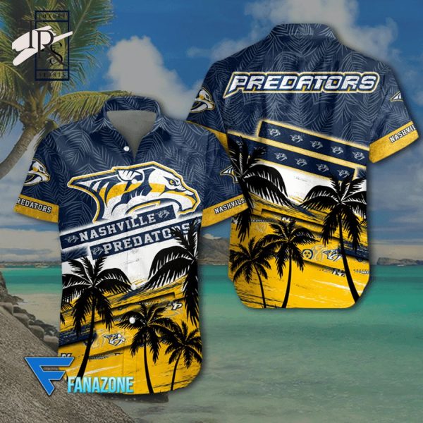 NHL Nashville Predators Coconut Tree Beach Aloha Shirt