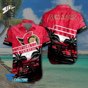 NHL Ottawa Senators Coconut Tree Beach Aloha Shirt