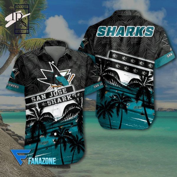 NHL San Jose Sharks Coconut Tree Beach Aloha Shirt