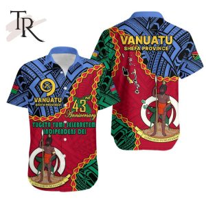 Polynesian Pride Shefa Province 43rd Anniversary Vanuatu Hawaiian Shirt Tugeta Yumi Selebretem Indipendens Dei