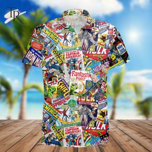 Superhero Comic 80s Beach Floral Aloha Button Shirt