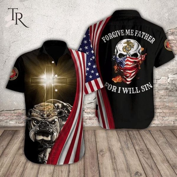 US Marine Forgive Me Father Hawaiian Shirt